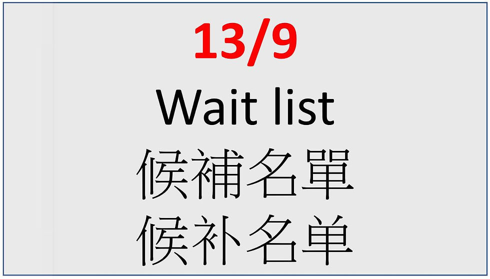 **Waiting list** 13/9 Empowerments and Teachings