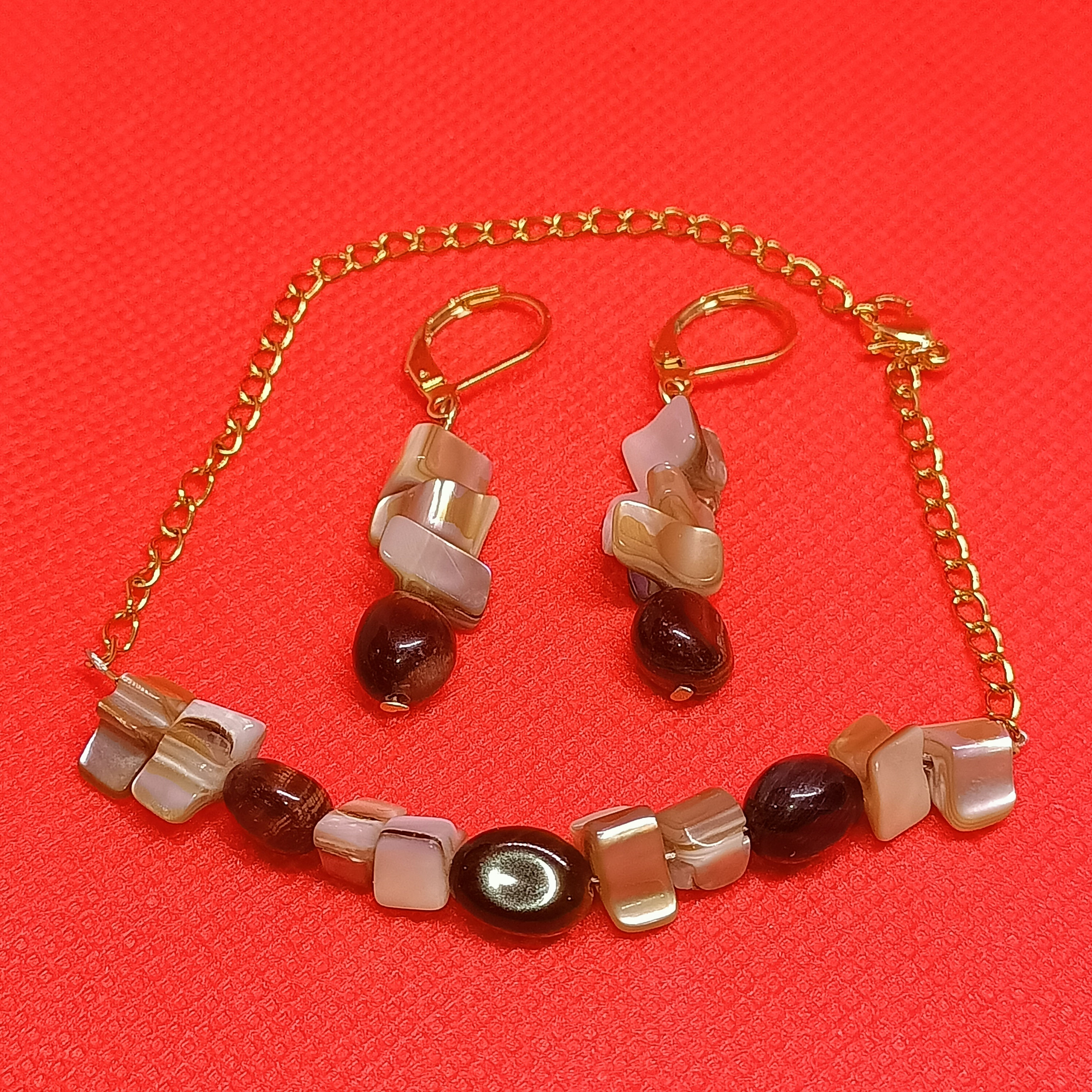 Conjunto Ojos de tigre y Nácar