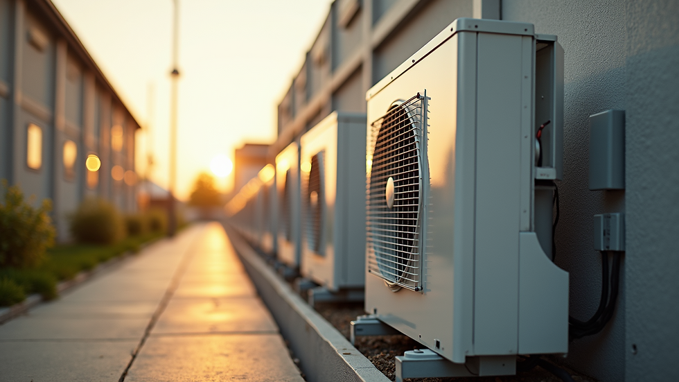 High angle view of a well-maintained air conditioning unit on a sunny day