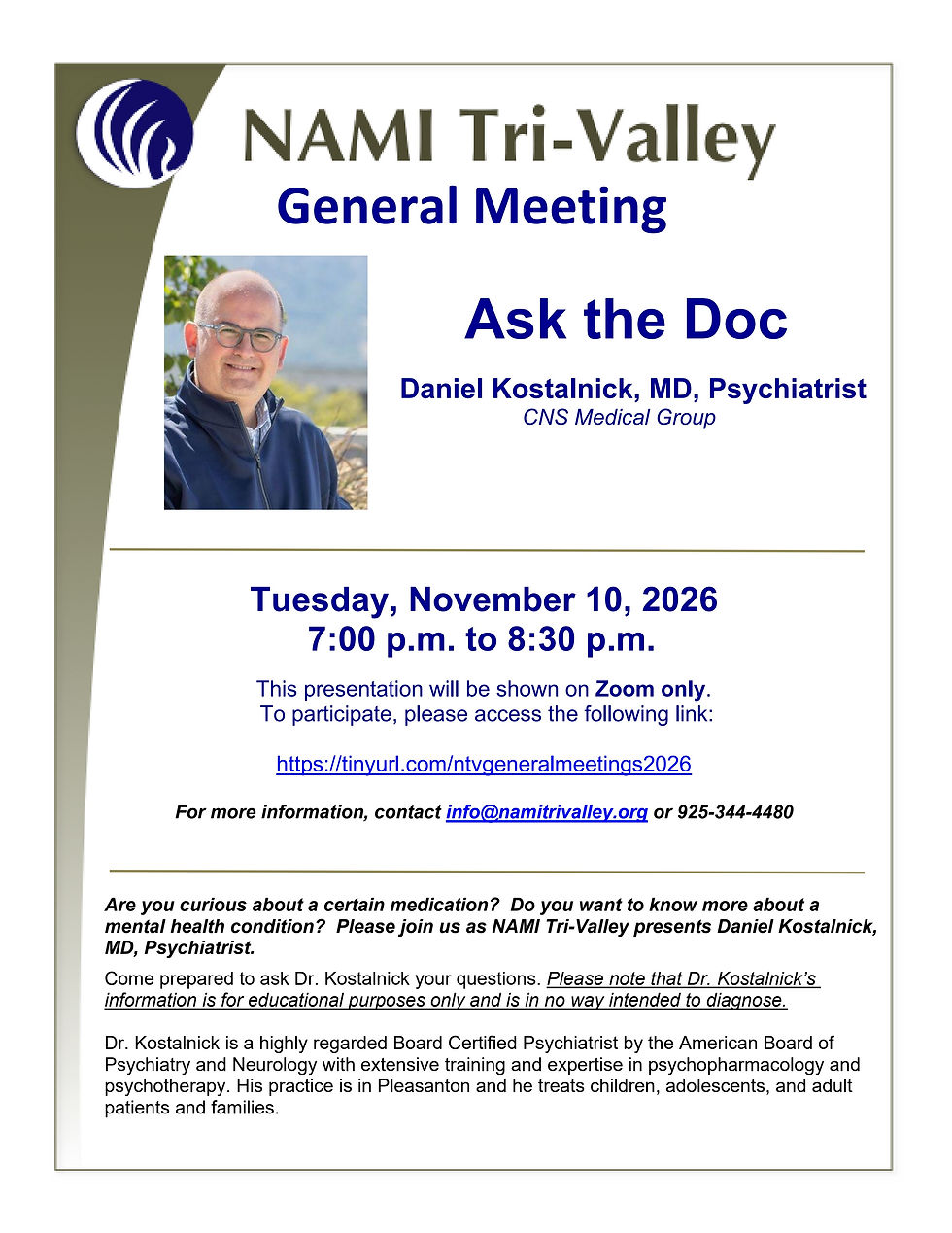 November 2026 General Meeting - Doctor Kostalnick