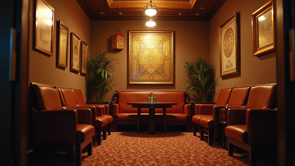 Eye-level view of a cozy and elegant fortune-telling room in Ginza