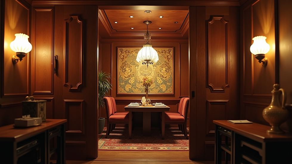 Eye-level view of a cozy and elegant fortune-telling room in Ginza
