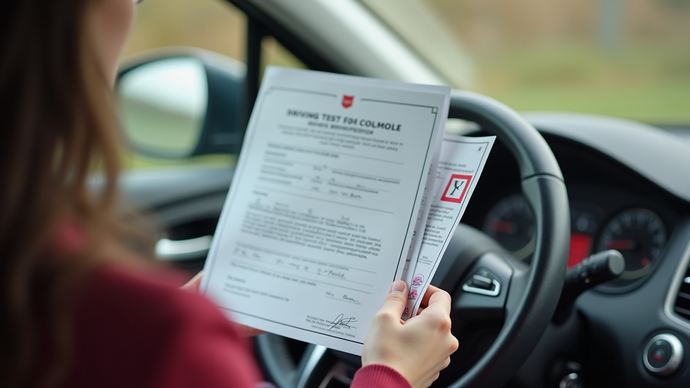 Close-up of a learner driver holding a driving test pass certificate