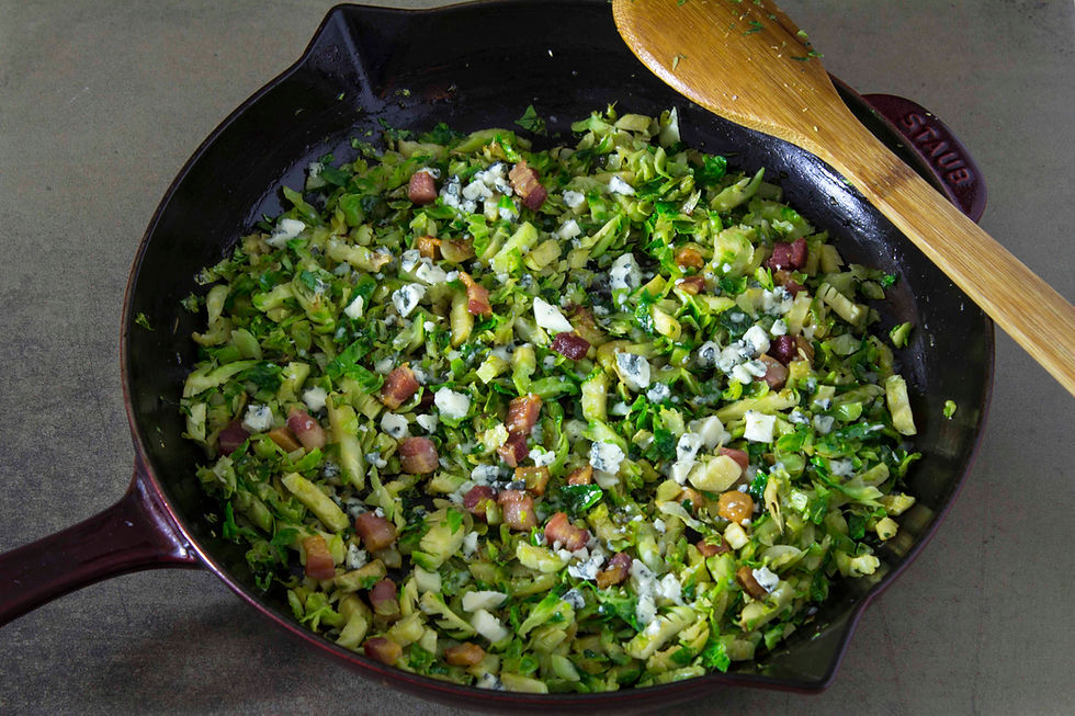 Shaved Brussels Sprouts with Pancetta and Gorgonzola