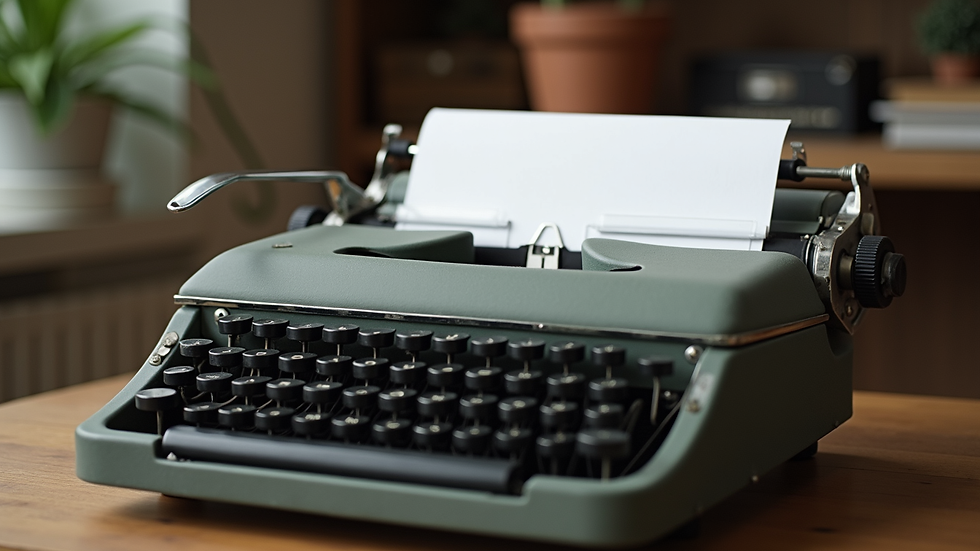 Close-up view of a vintage typewriter with a sheet of paper