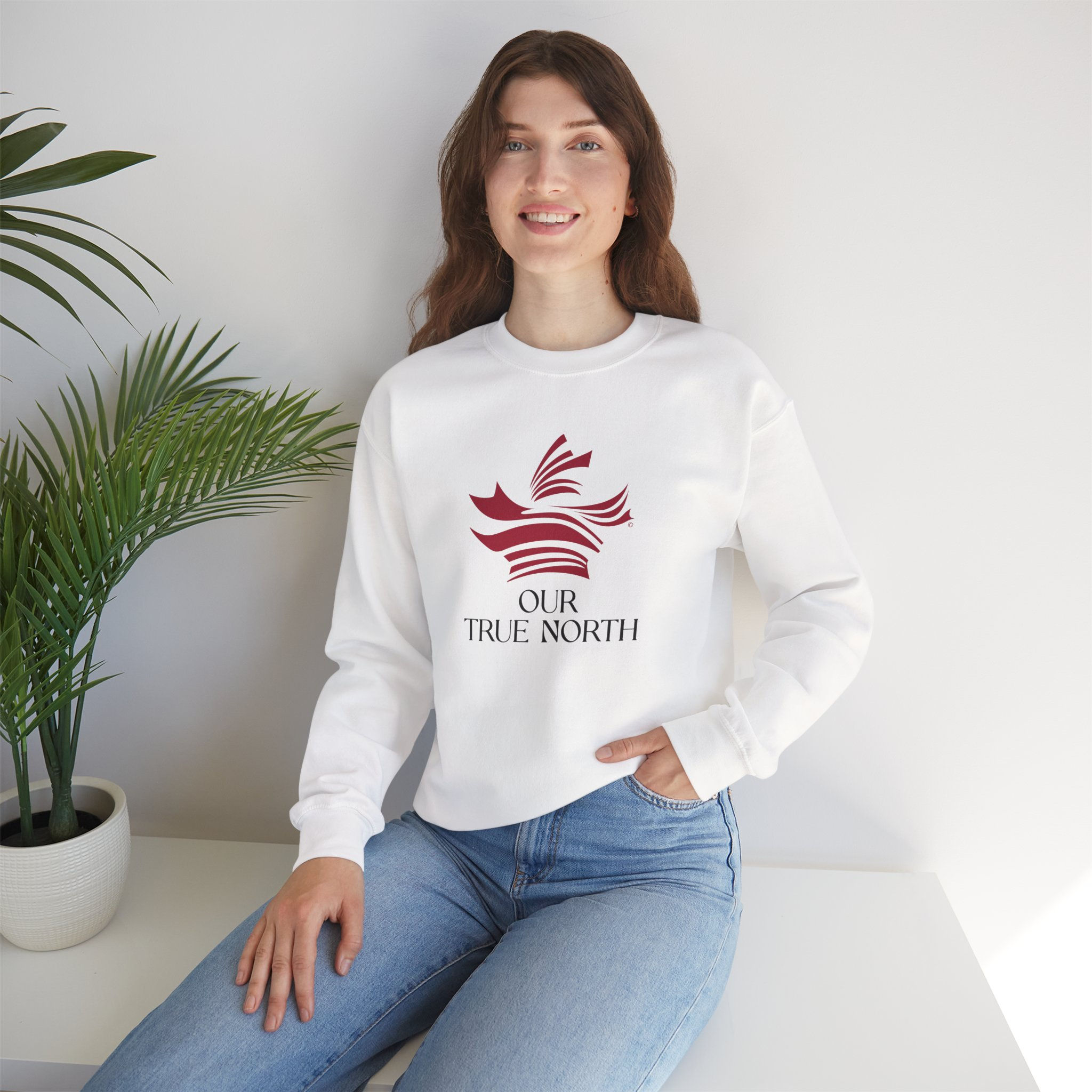Our True North | Unisex Crewneck Sweatshirt, heavy blend — stylized maple leaf