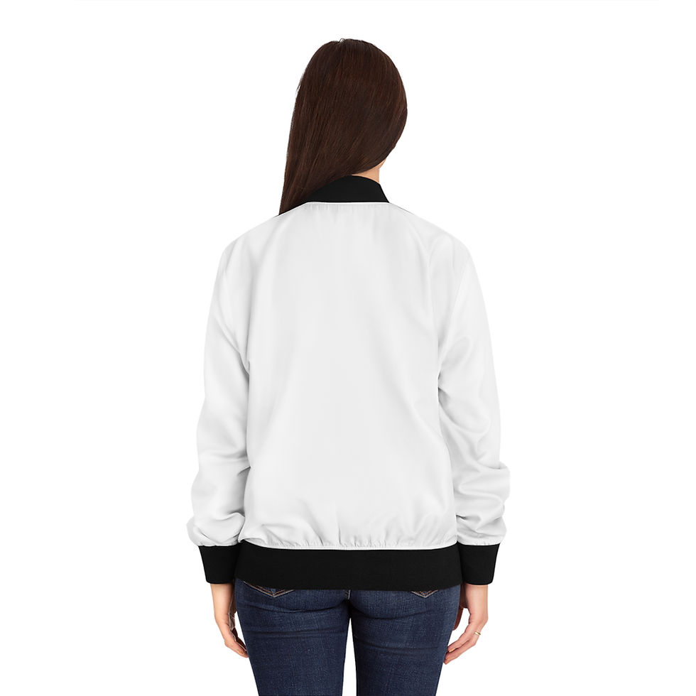Thumbnail: Canuck Modern logo | White Women's Bomber Jacket | Stylized maple leaf