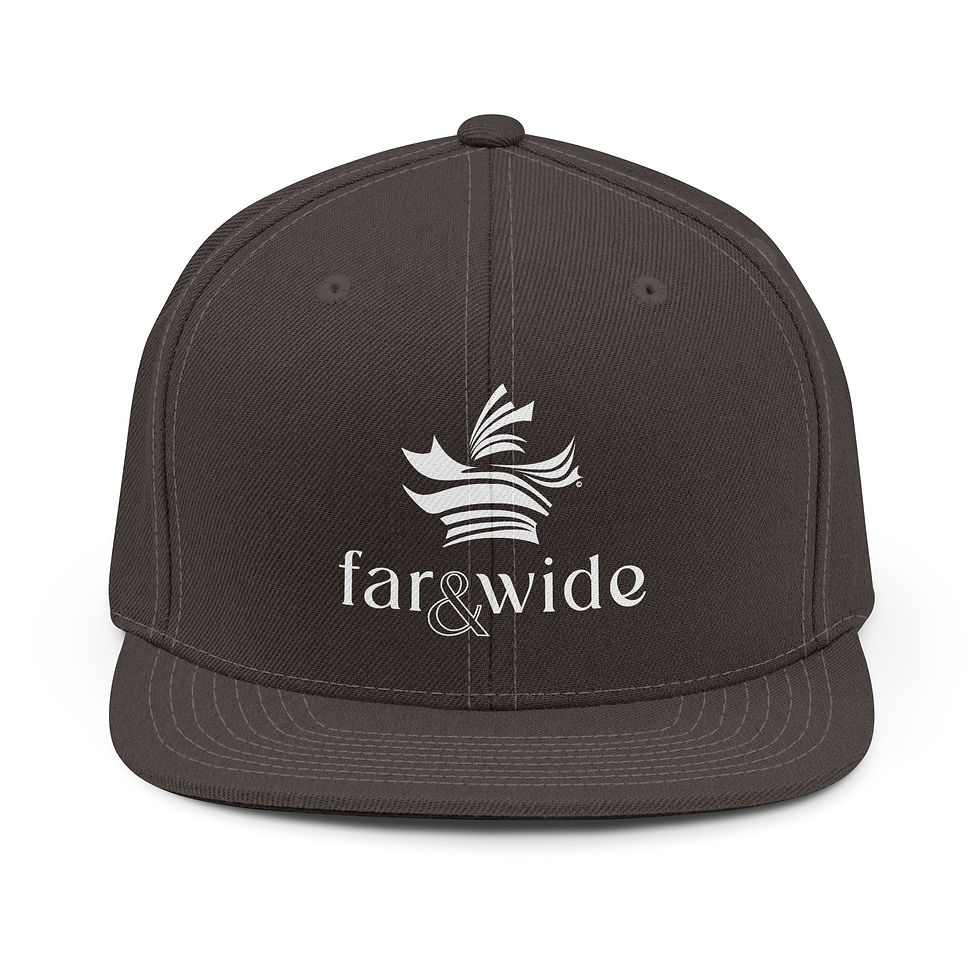 Thumbnail: Far and Wide | Unisex Snapback Flat Bill Cap | Stylized maple leaf