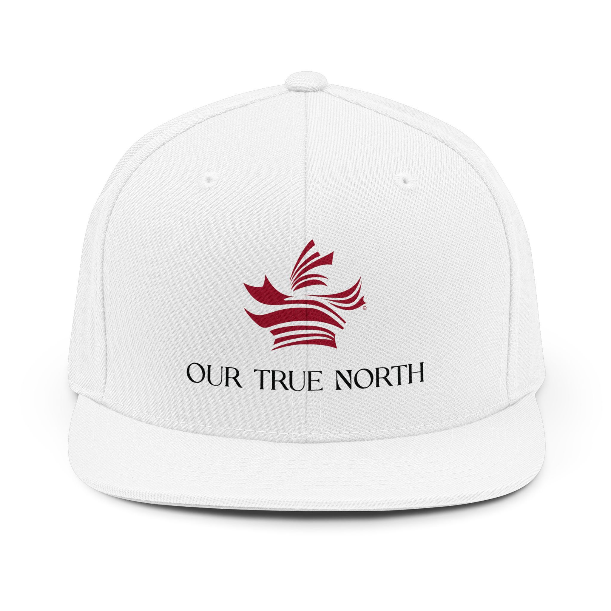 Our True North | Unisex Snapback Flat Bill Cap | Stylized maple leaf