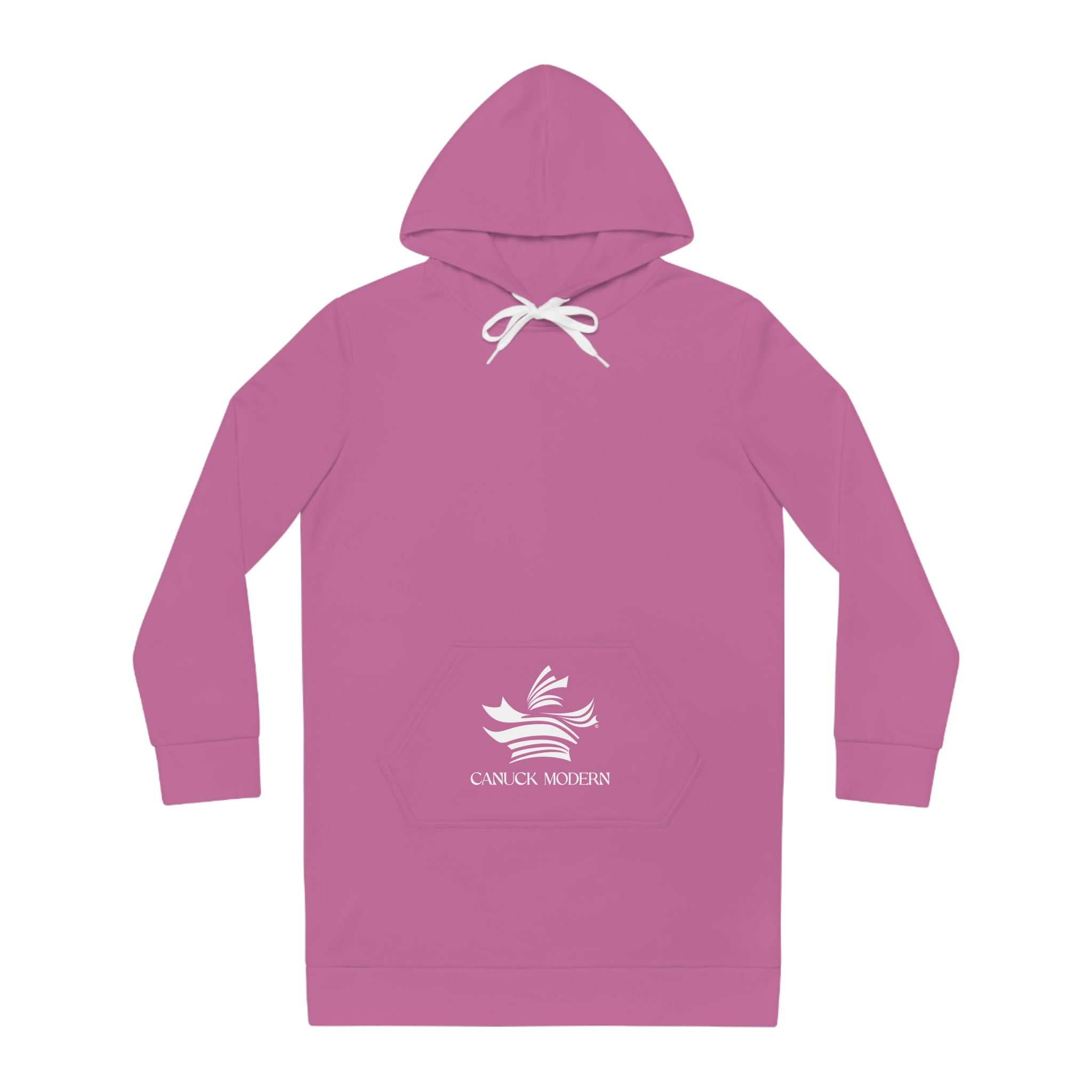 Canuck Modern logo | Hoodie Dress | Stylized maple leaf on soft pink