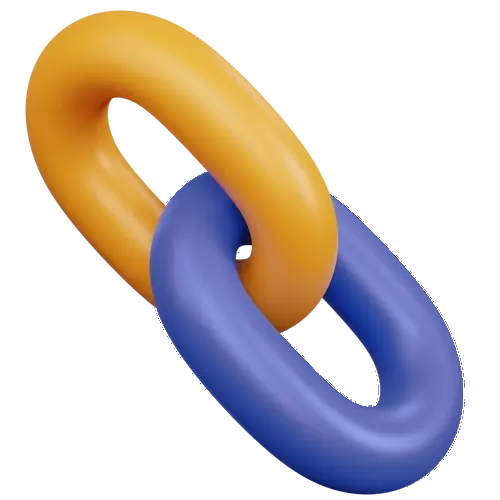lien 3D jaune et bleu