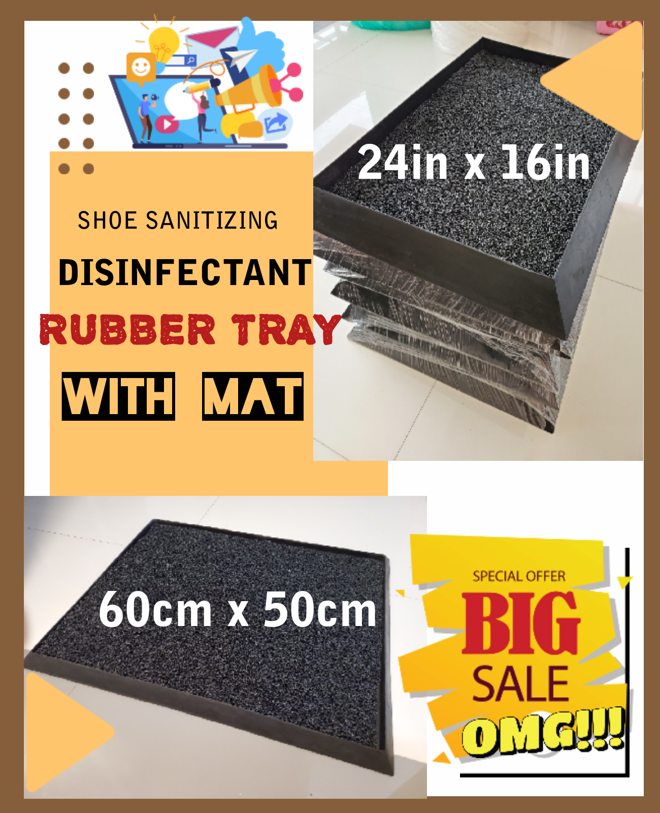 Footh bath Rubber Disinfectant Tray Heavy Duty