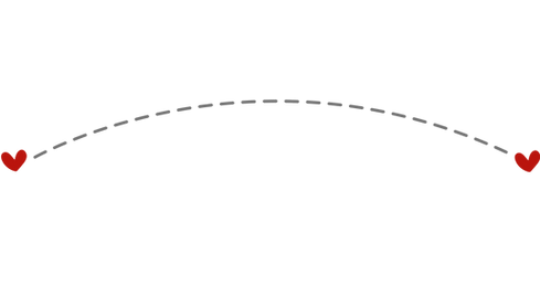 graphic of two hearts connecting by a curved dotted line