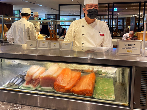 君悅飯店凱菲屋自助餐下午茶吃到飽 日式料理 現切生魚片