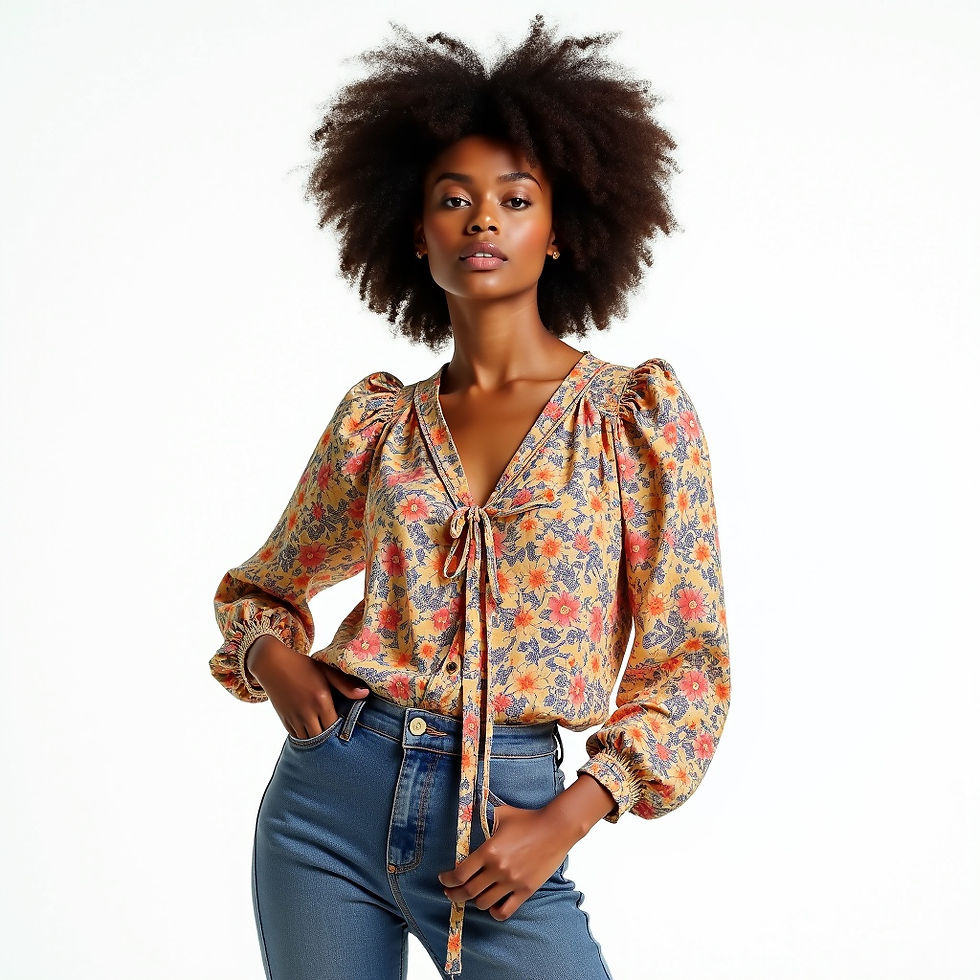 Floral Print Western Blouse