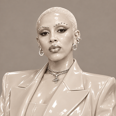 Glossy Sepia Ceramic Fashion Portrait.png