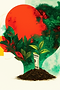 Money growing from soil, plants, and sun