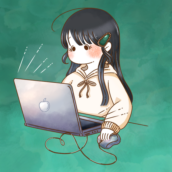 PCで仕事する女の子