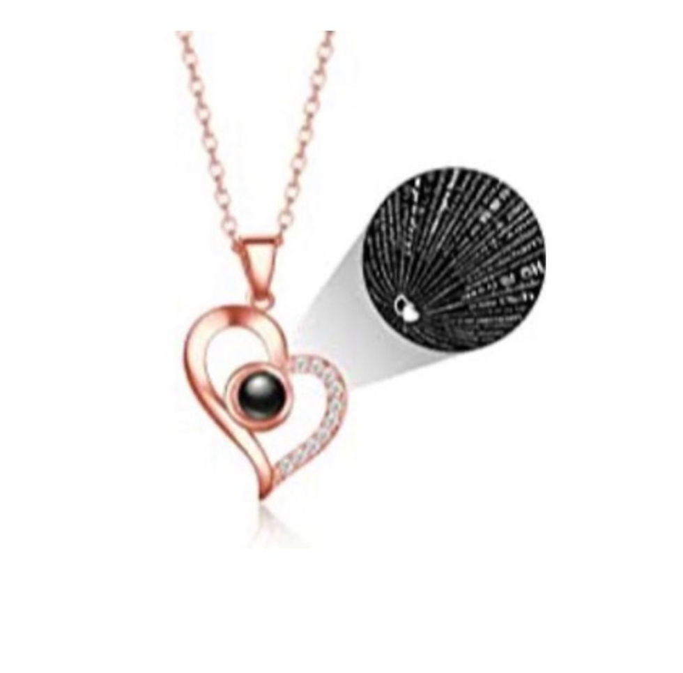 Thumbnail: "I Love You" in 100 Languages Necklace (Slanted Heart)