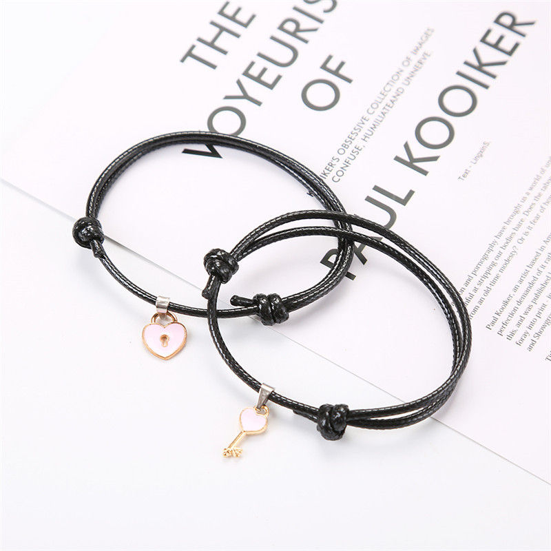 Thumbnail: Couples Lock and Key Bracelet Set