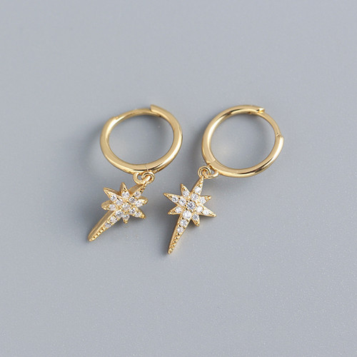 Starry Hoop Earrings in Gold