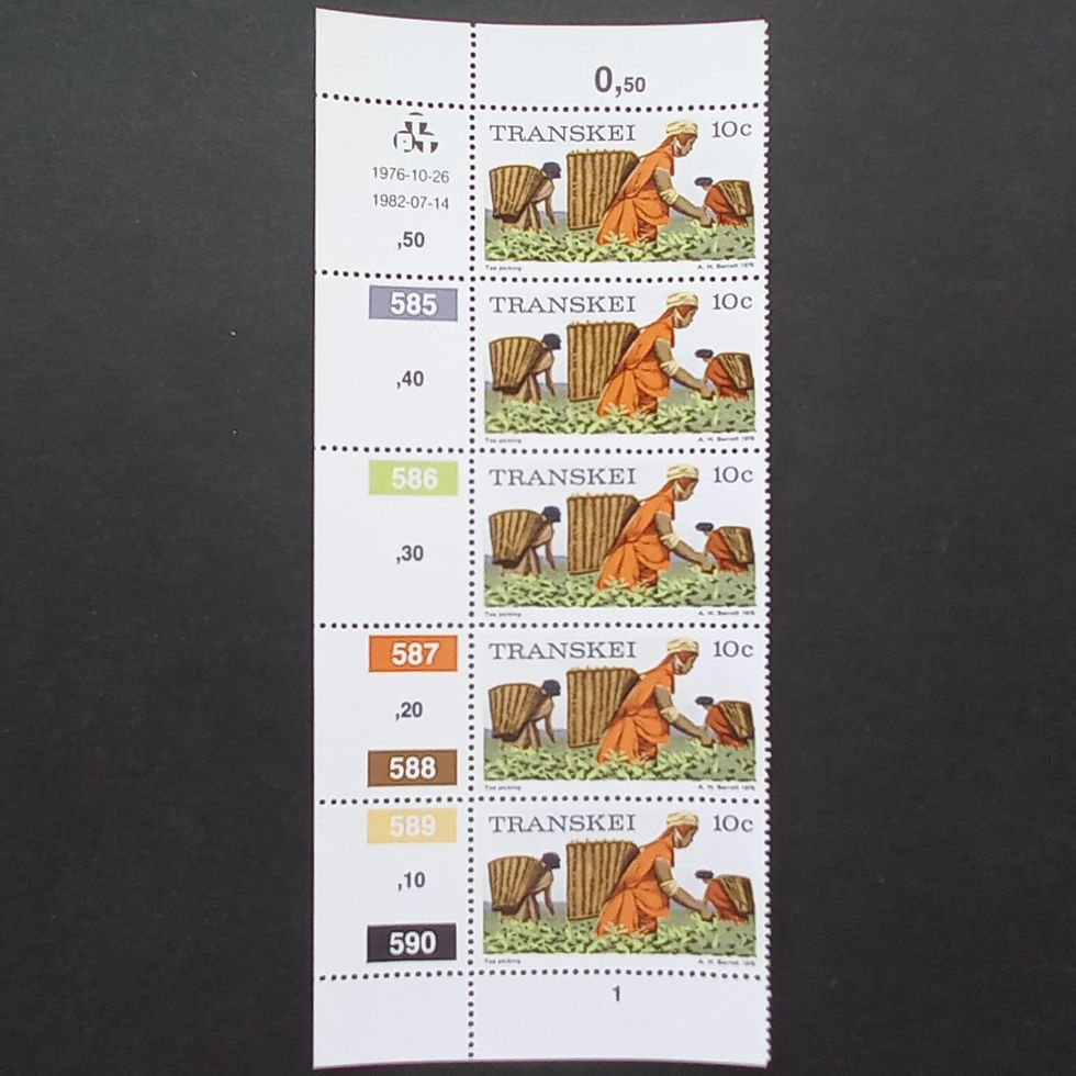 Transkei - 1976 1st Defin Issue - 10c Tea Picking - Control Strip of 5 - MNH