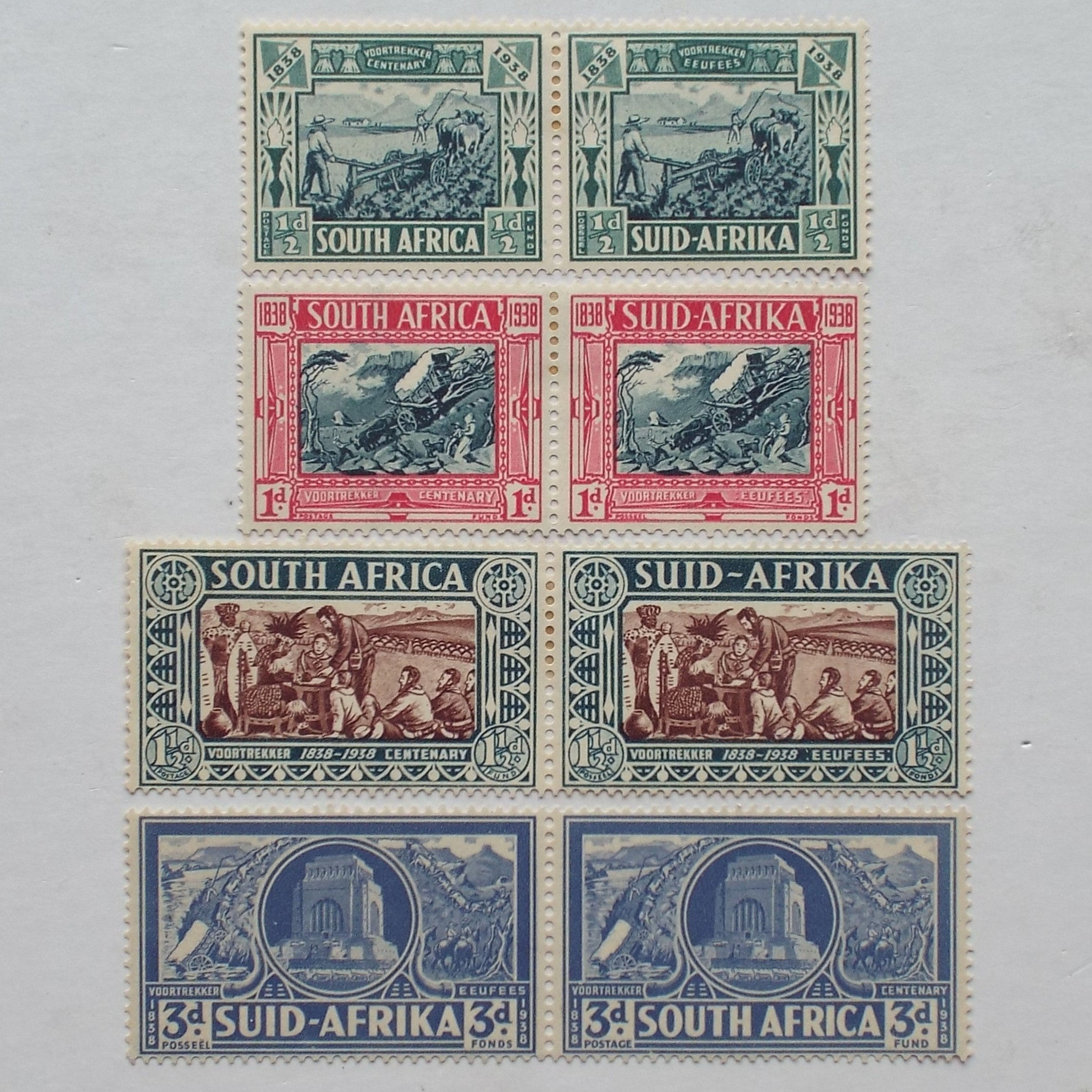 Lot #9 - Union - 1938 Voortrekker Memorial Fund - Full Set of Pairs - Unused