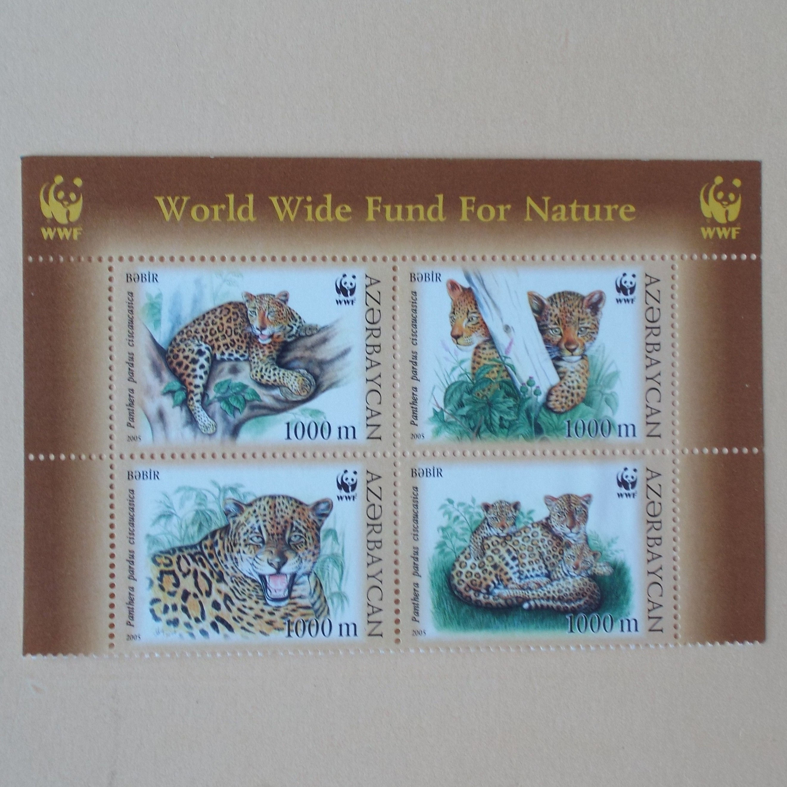 Azerbaijan - 2005 Endangered Species. Leopard - Full Set in Setenant Block - UMM