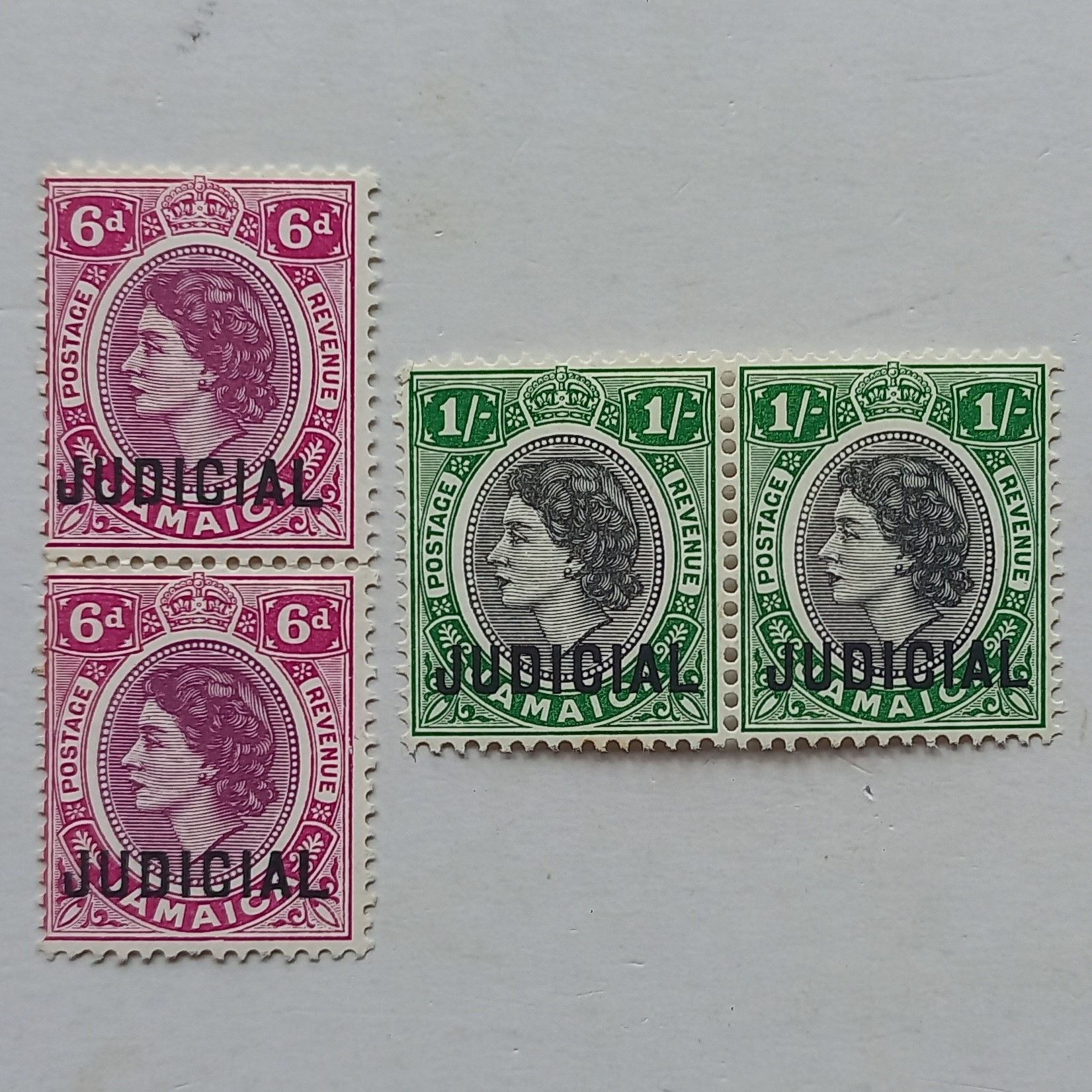 Jamaica - 1966 Revenues "Judicial" - 6d and 1/- - Pairs - MNH