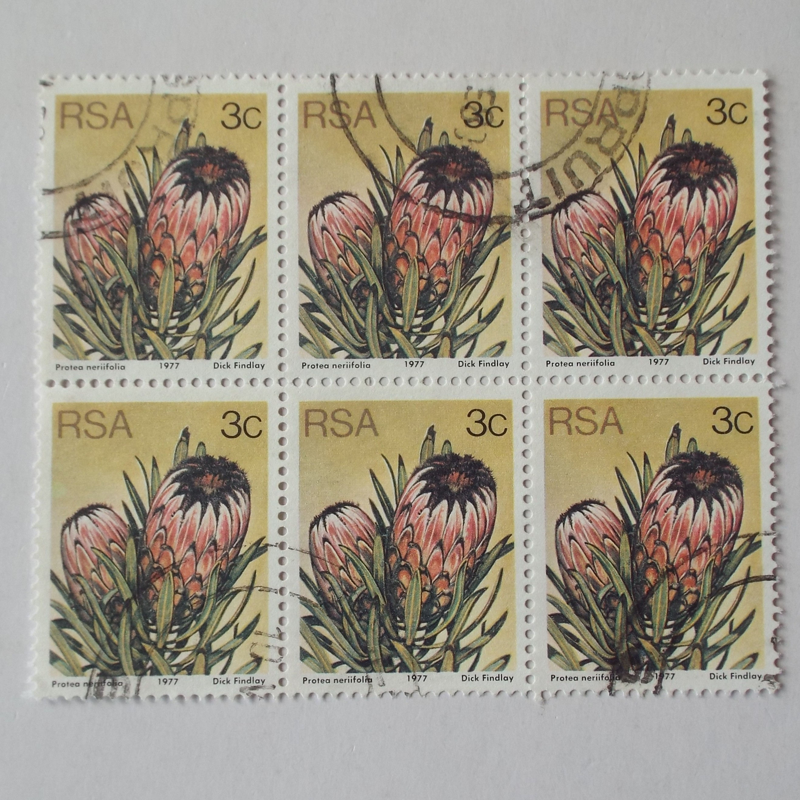 RSA - 1977 3rd Defin Issue - 3c - Block of 6 - Postally Used