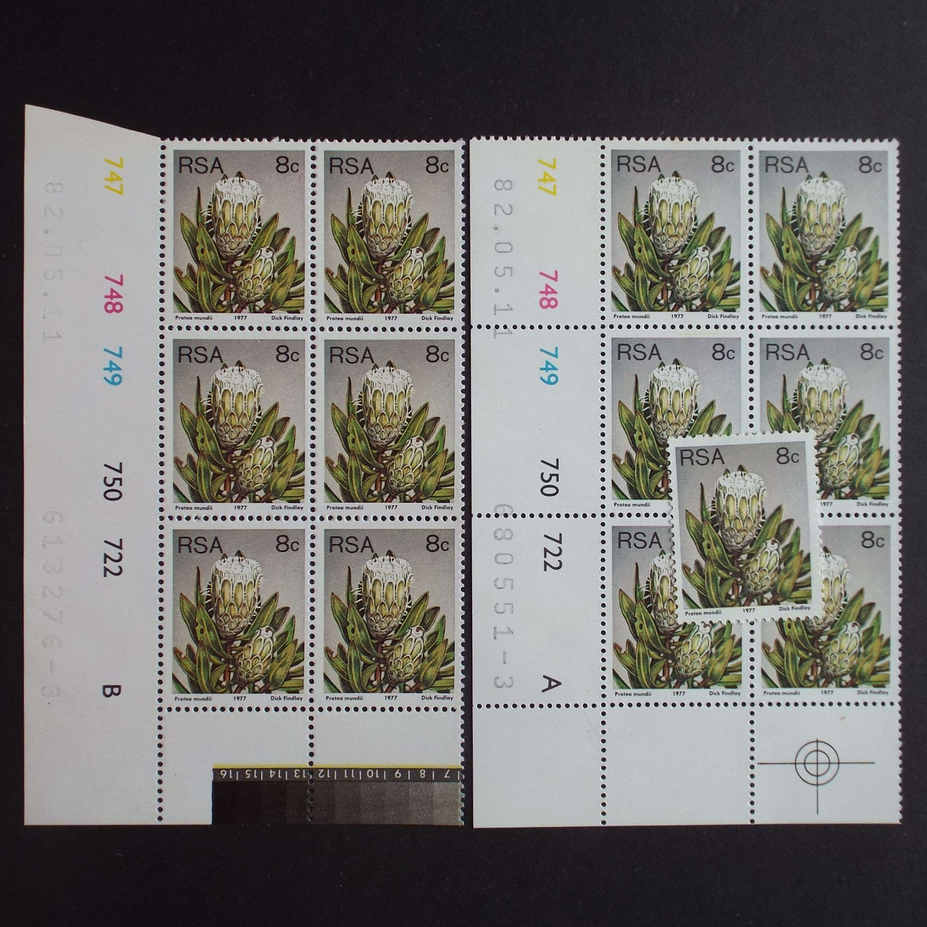 RSA - 1977 3rd Defin Issue "Reprint 11.05.1982" - 8c - 2 x Control Blocks