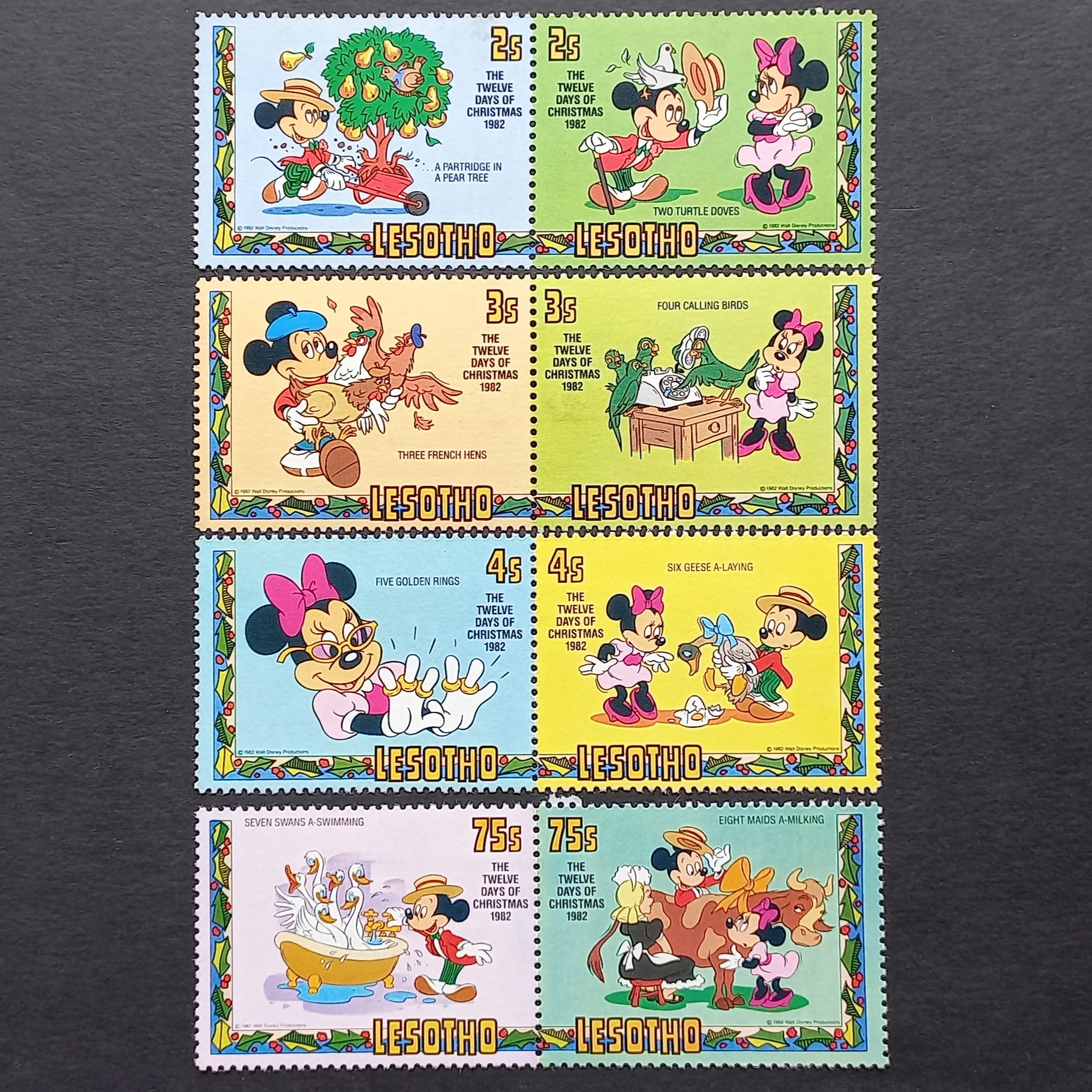 Lesotho - 1982 Christmas. 12 Days of Christmas - Set of Setenant Pairs - Unused
