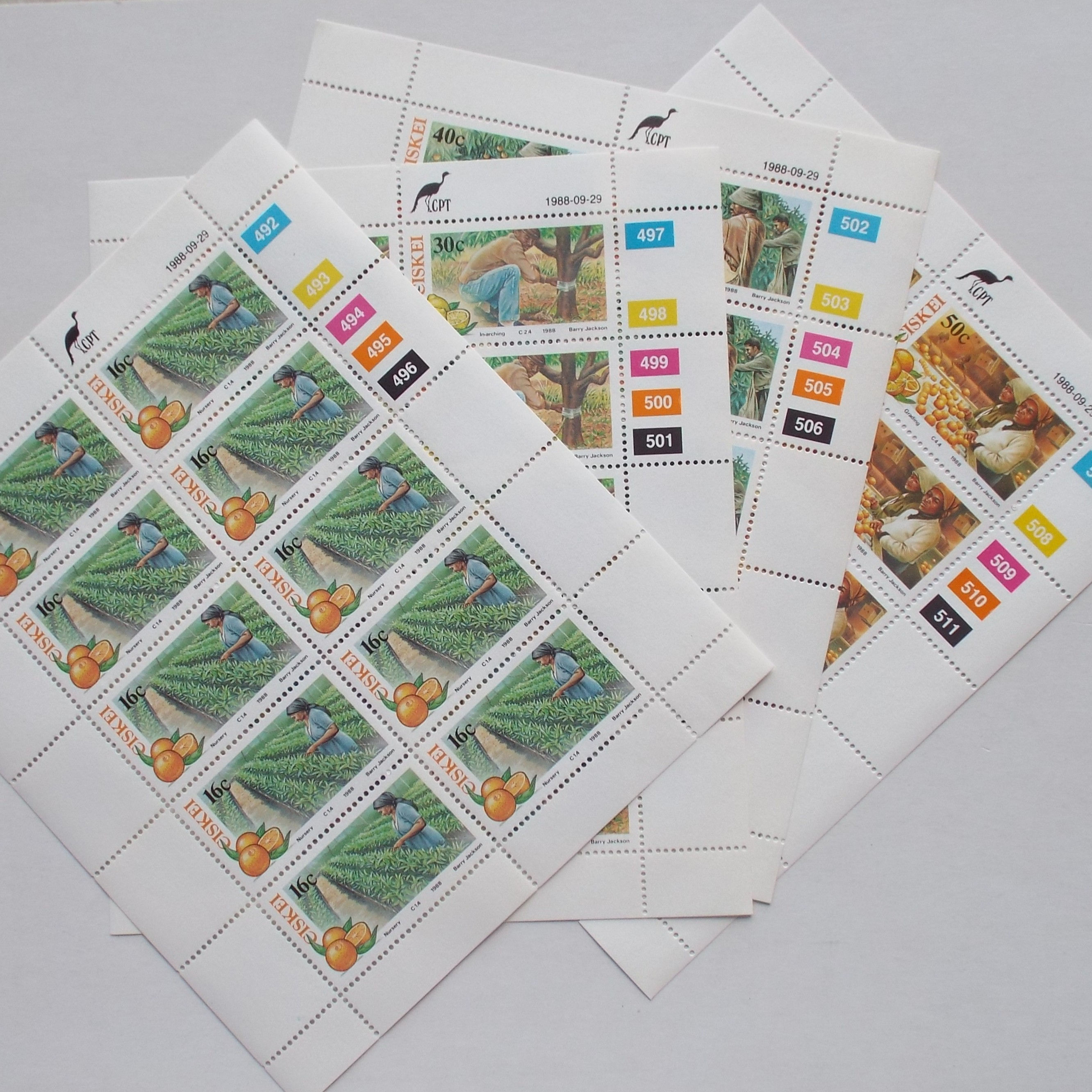 Ciskei - 1988 Citrus Farming - Full Set of Sheetlets of 10 - Unused