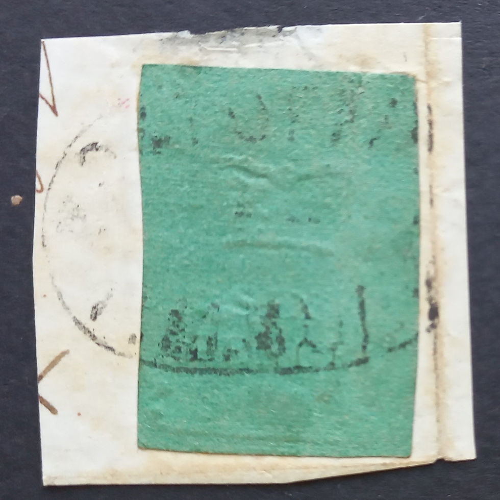 Natal - 1857-61 Imperforate and Embossed - 6d Green - Used on Piece