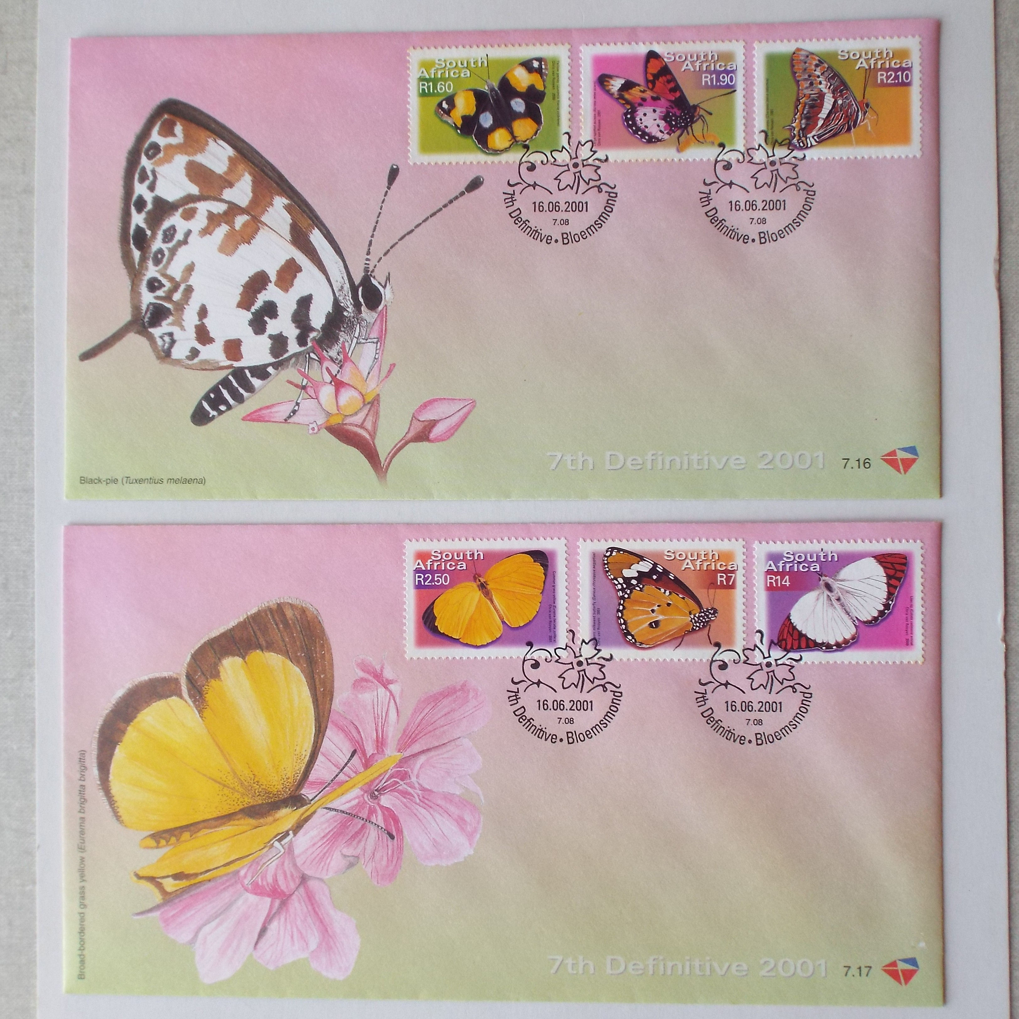 Lot #7 - RSA - 2001 Addt Values to 7th Defin Issue - Full Set of FDC's
