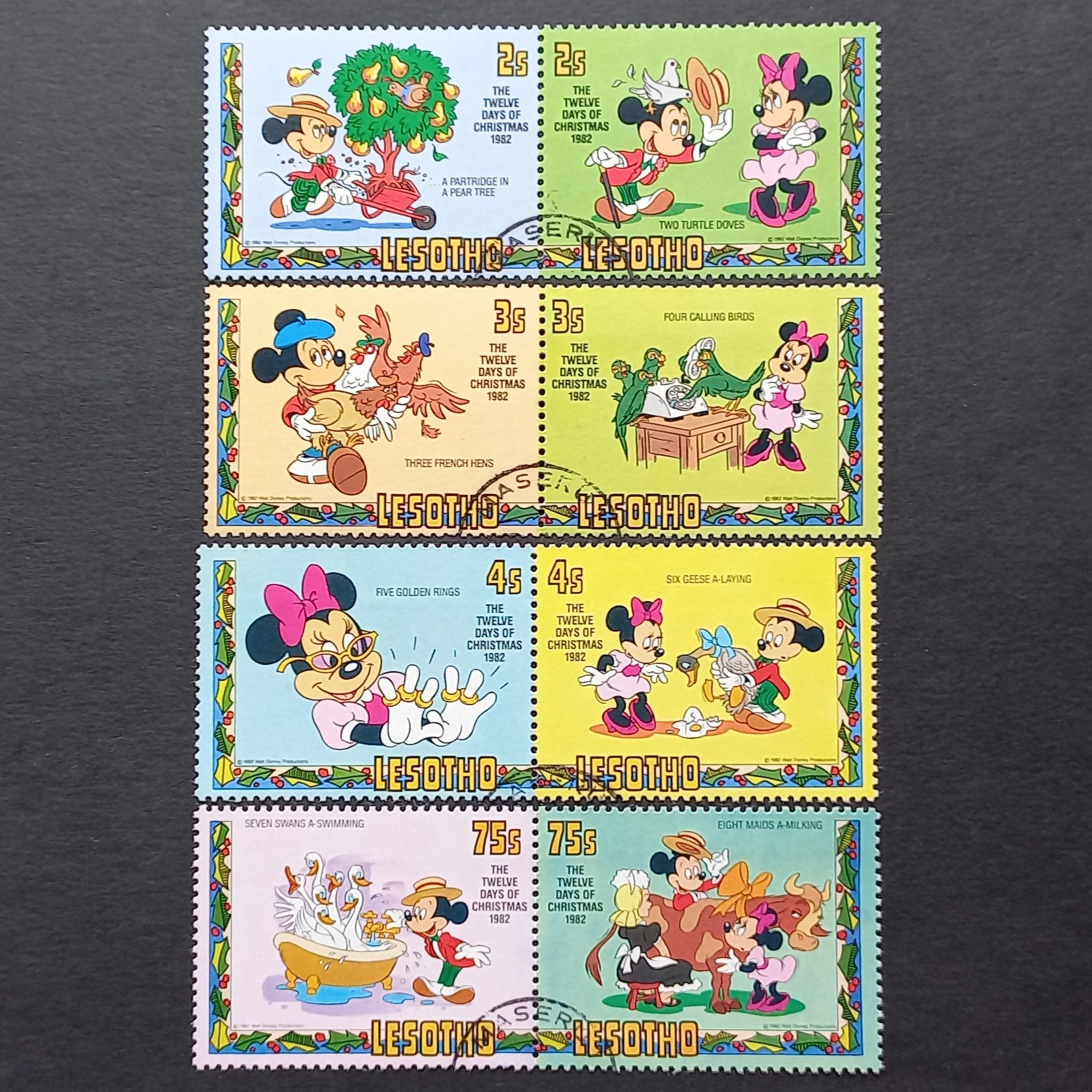 Lesotho - 1982 Christmas. 12 Days of Christmas - Set of Setenant Pairs - CTO
