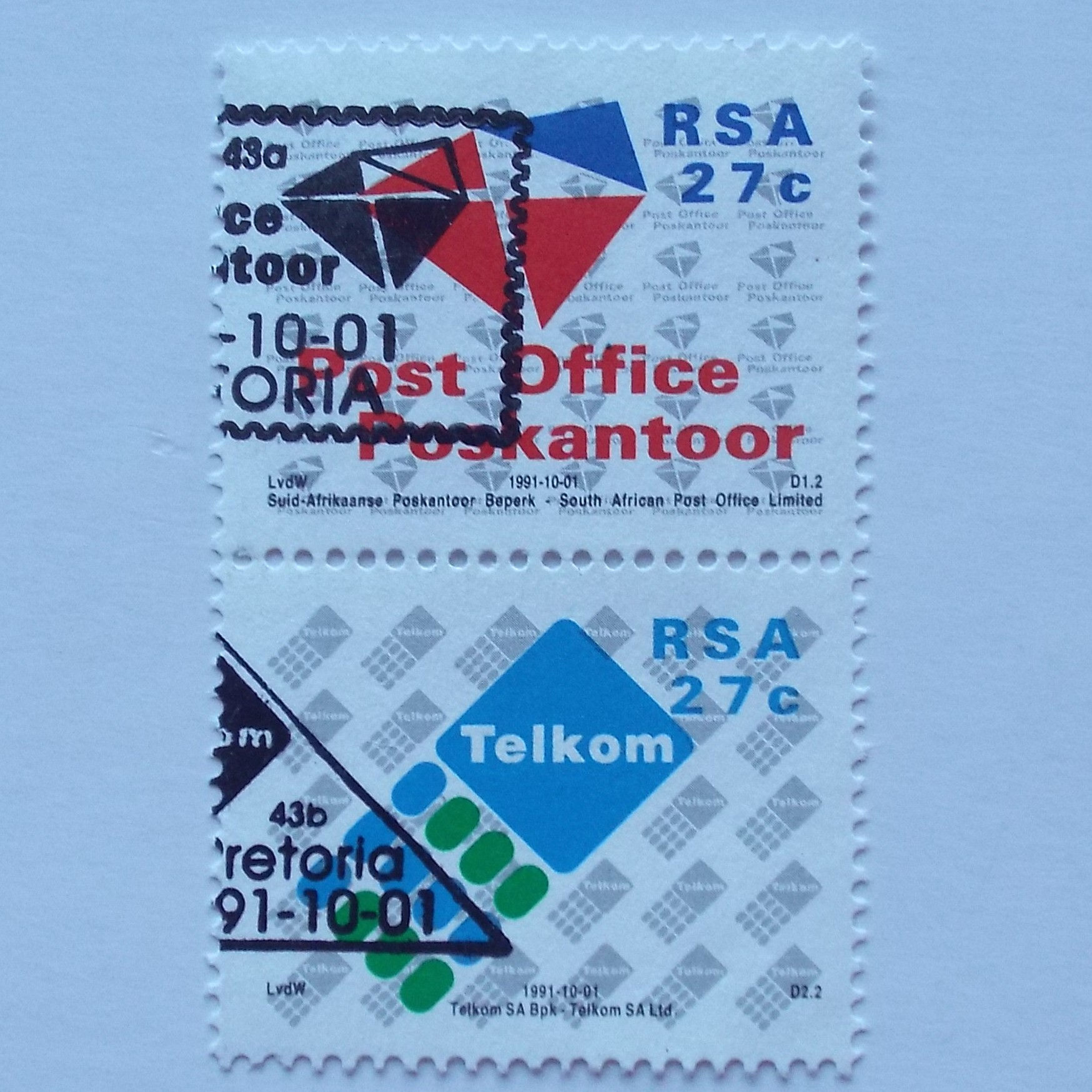 RSA - 1991 Establishment of Post Office/Telkom - Setenant Pair - CTO