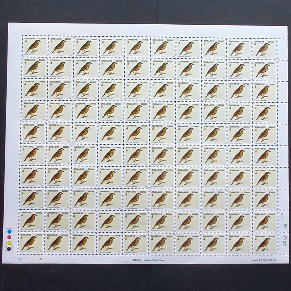 Thumbnail: Lot #1 - Zimbabwe - 2005 Birds (1st Series) - Full Set of Full Sheets of 100