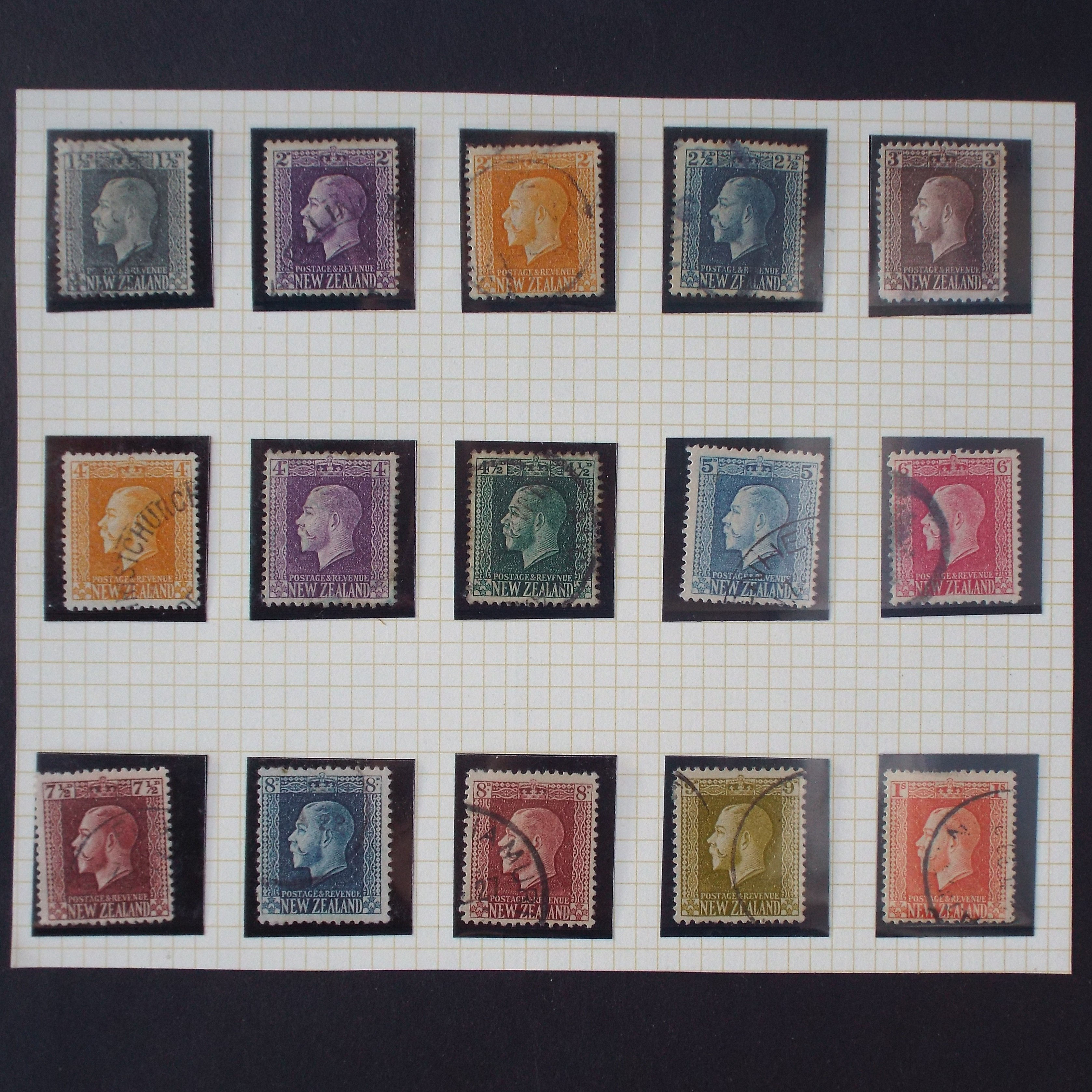 New Zealand - 1915 Defin Issue "KGV" - Short Set of 15 Singles - Used