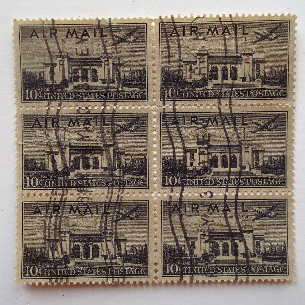 USA - 1947 Air Stamps - 10c Black - Block of 6 - Used