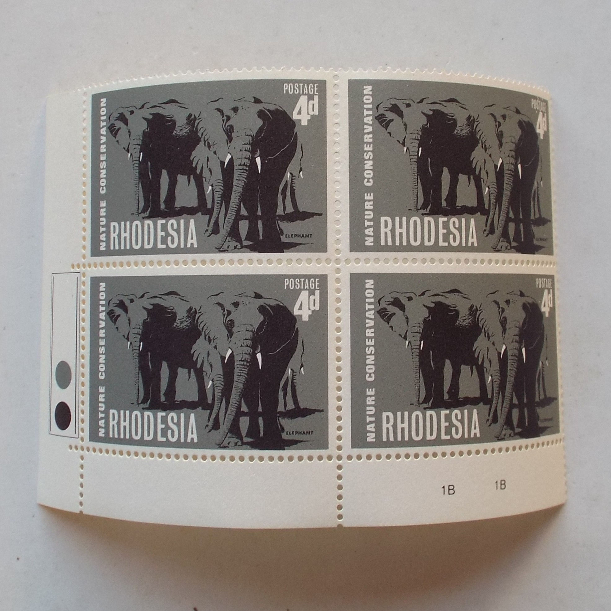 Rhodesia - 1967 Nature Conservation - 4d Elephants - Control Block - Unused