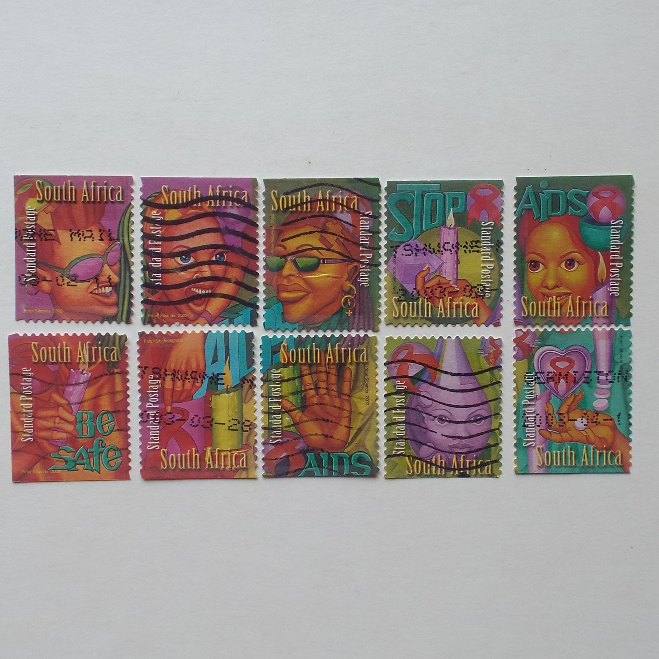RSA - 2002 Aids Awareness - Std Postage Rate - Set of Singles - Postally Used