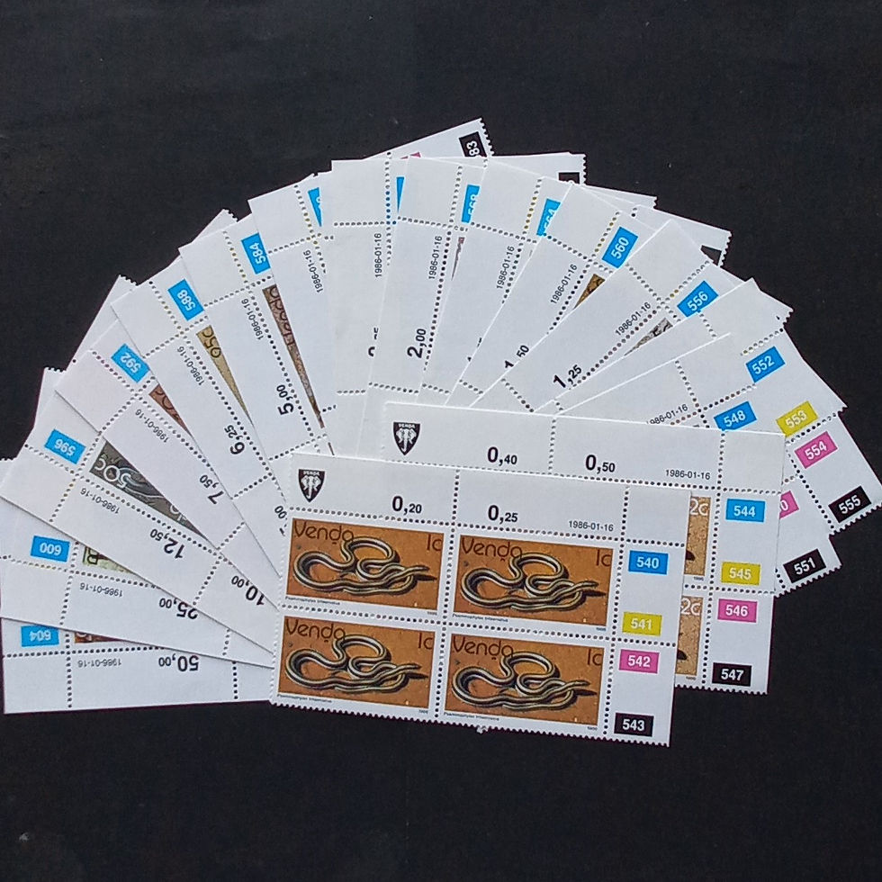 Venda - 1986 2nd Defin Issue "Reptiles" - Full Set of Controls - MNH