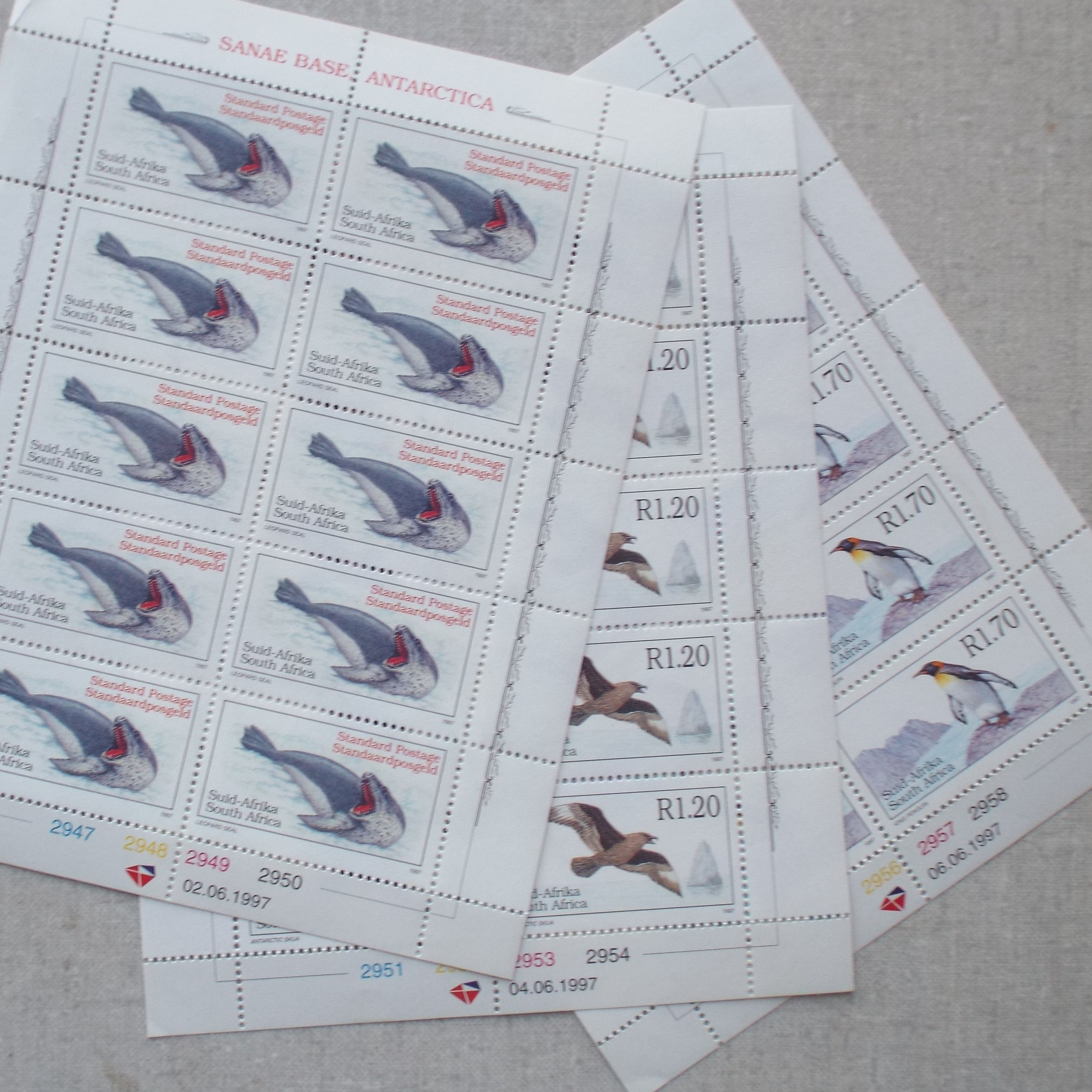 RSA - 1997 Addt Values to 6th Defin Issue - Full Set of Sheetlets of 10 - Unused