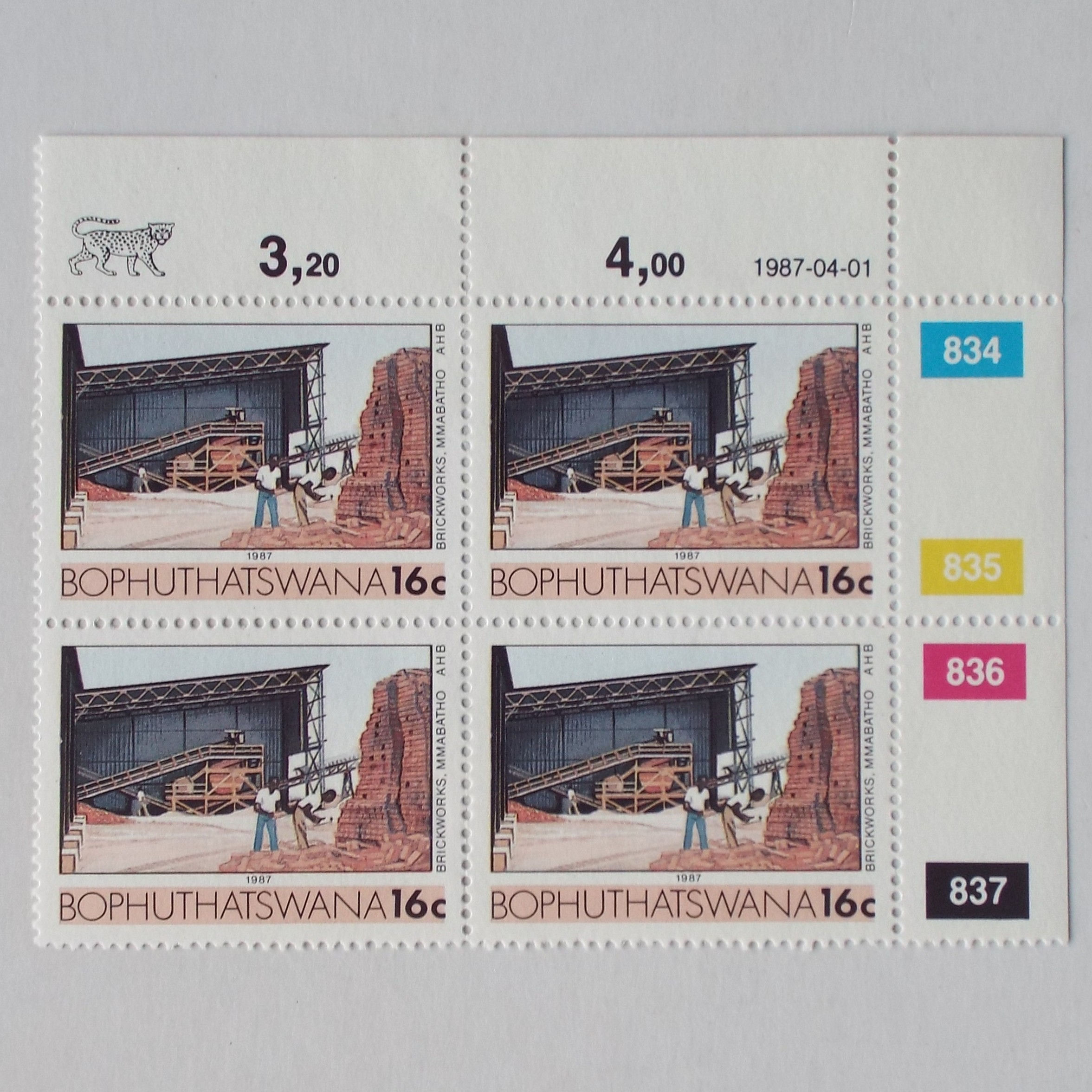 Bop - 1987 Addt Value to 2nd Defin Issue - 16c - Control Block of 4 - Unused