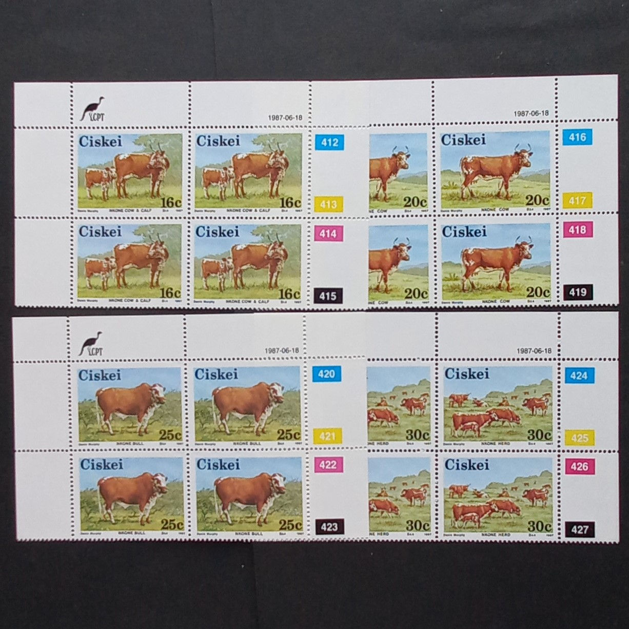 Ciskei - 1987 Nkone Cattle - Full Set of Controls - MNH