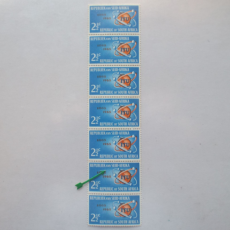RSA - 1965 Centenary of I.T.U. - 2,5c - Strip of 7 (Error) - UMM