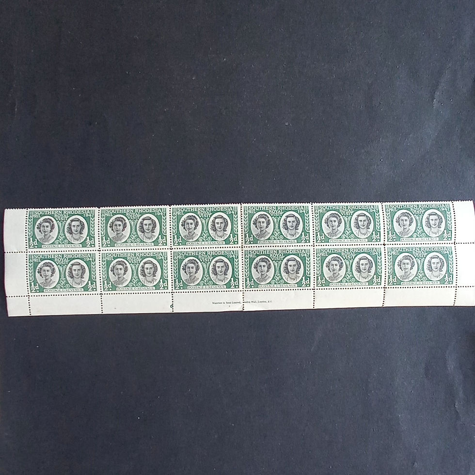 Southern Rhodesia - 1947 Royal Visit - 1/2d Green - Imprint Block of 12 - Unused