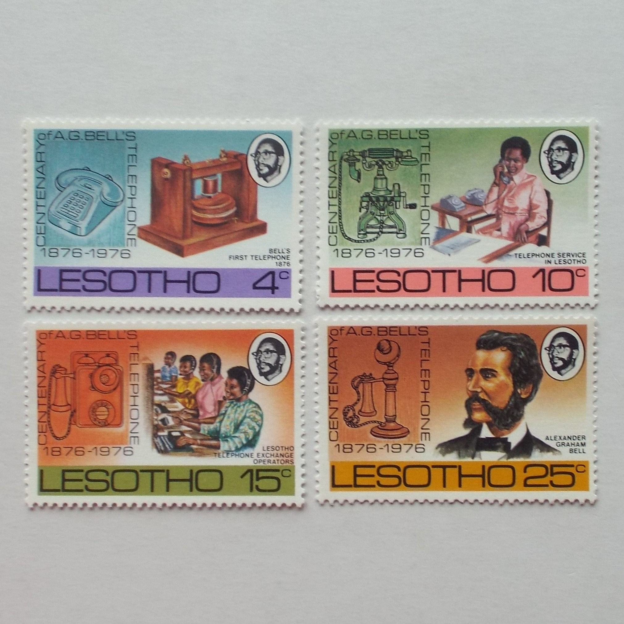Lesotho - 1976 Centenary of the Telephone- Full Set of Singles - UMM