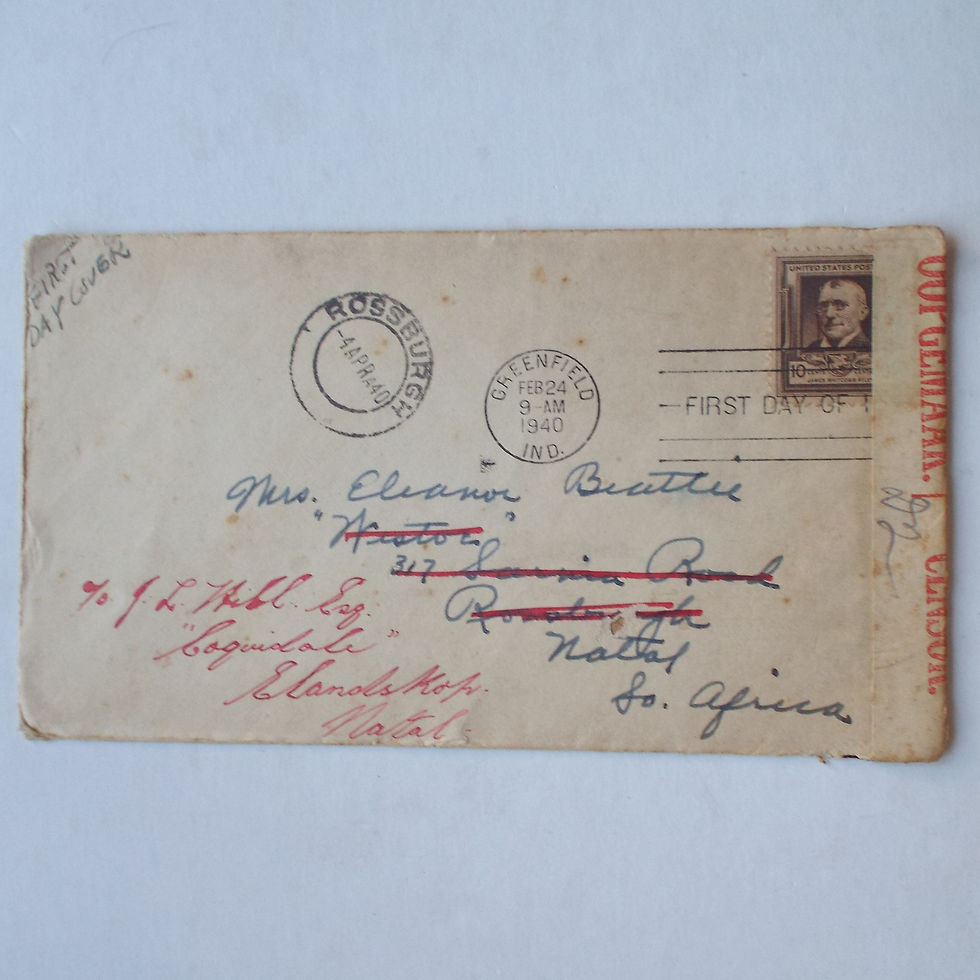 Postal History - 1940 WWII Censored Cover - USA to South Africa